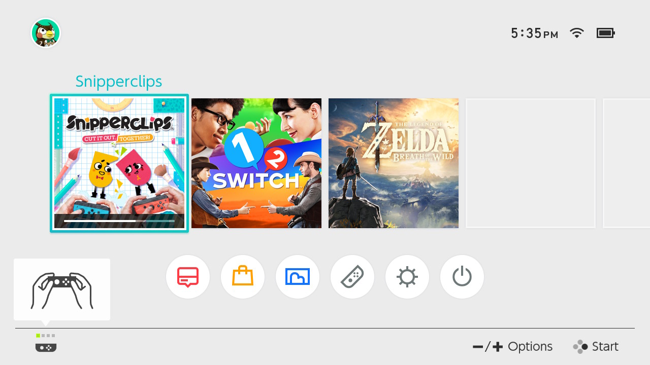 Nintendo Switch homescreen menu screenshot